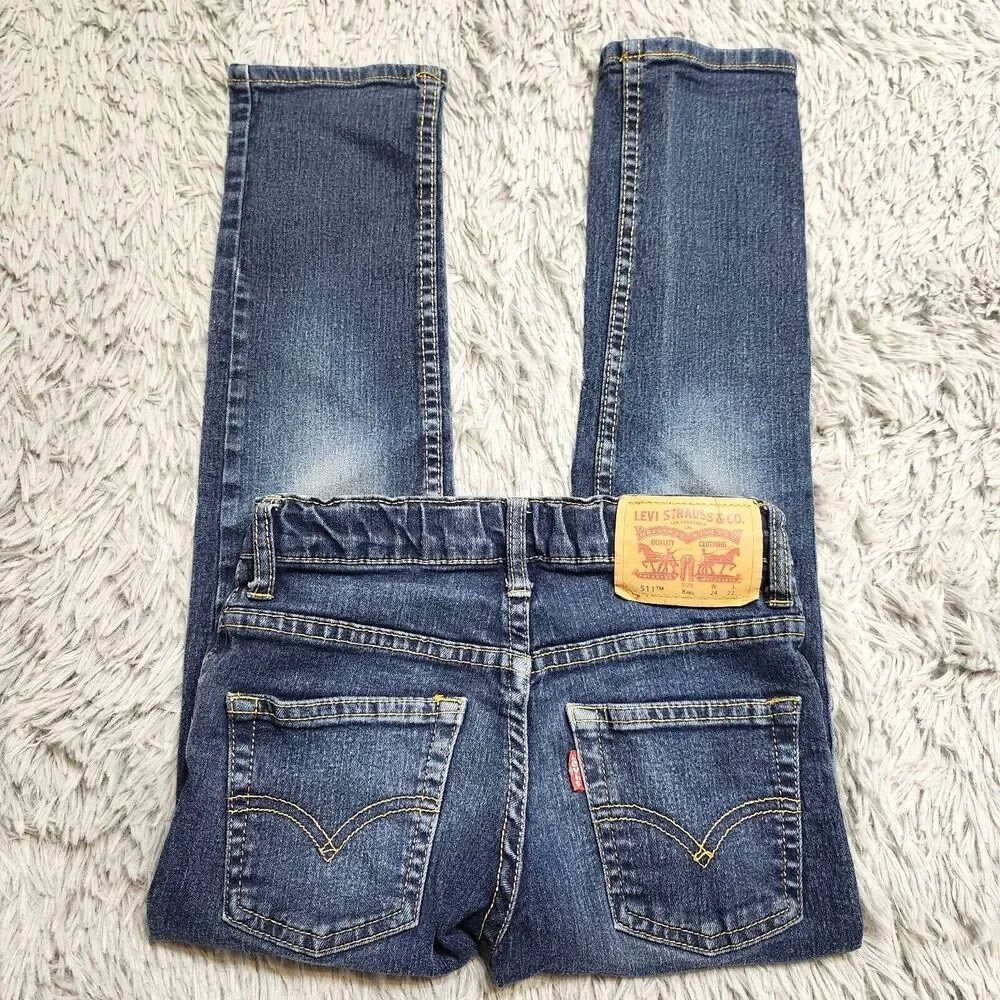Levis 511 Slim Jeans Youth Girls‎ Size 8 Reg Low Rise Blue 24x22 Teens Stretch